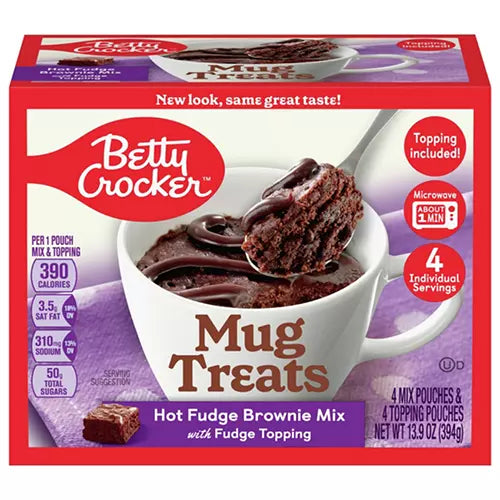 Betty Crocker Mug Treats Hot Fudge Brownie Mix Cake (4 Pouches 394g)