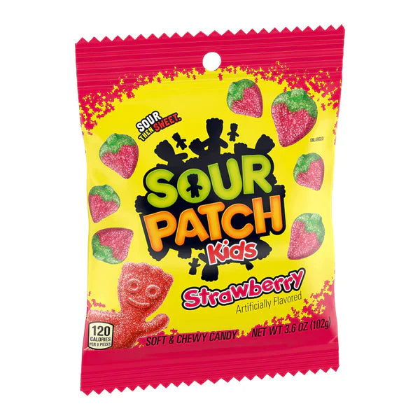 Sour Patch Kids Strawberry Peg Bags 12x102g Main image