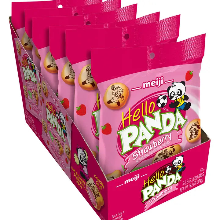 Meiji Hello Panda Strawberry Cream Filled Shell 6x62g Main image