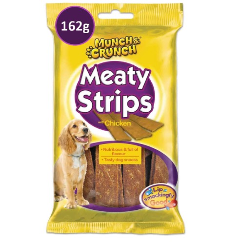 MUNCH & CRUNCH MEATY STRIPS CHICKEN 162G