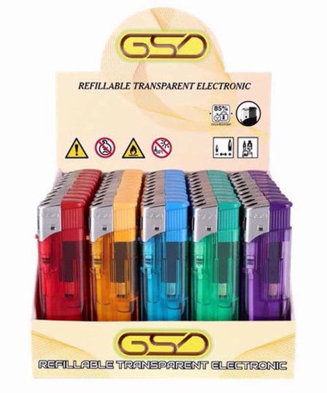GSD LIGHTERS ELECTRONIC REFILLABLE TRANSPARENT (50) Main image