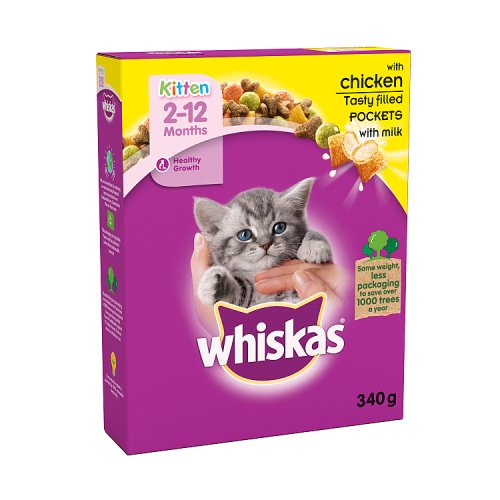 WHISKAS 2-24M KITTEN DRY CHICKEN 330G