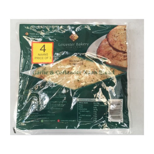 LEICESTER BAKERY 3 GARLIC & CORIANDER NAAN 3s
