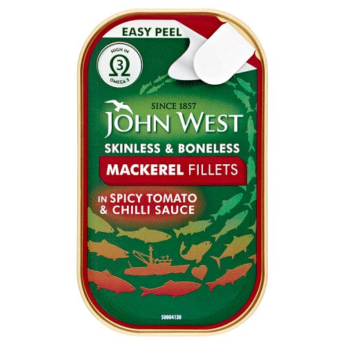 JOHN WEST MACKEREL FILLETS IN SPICY TOMATO 115G Main image