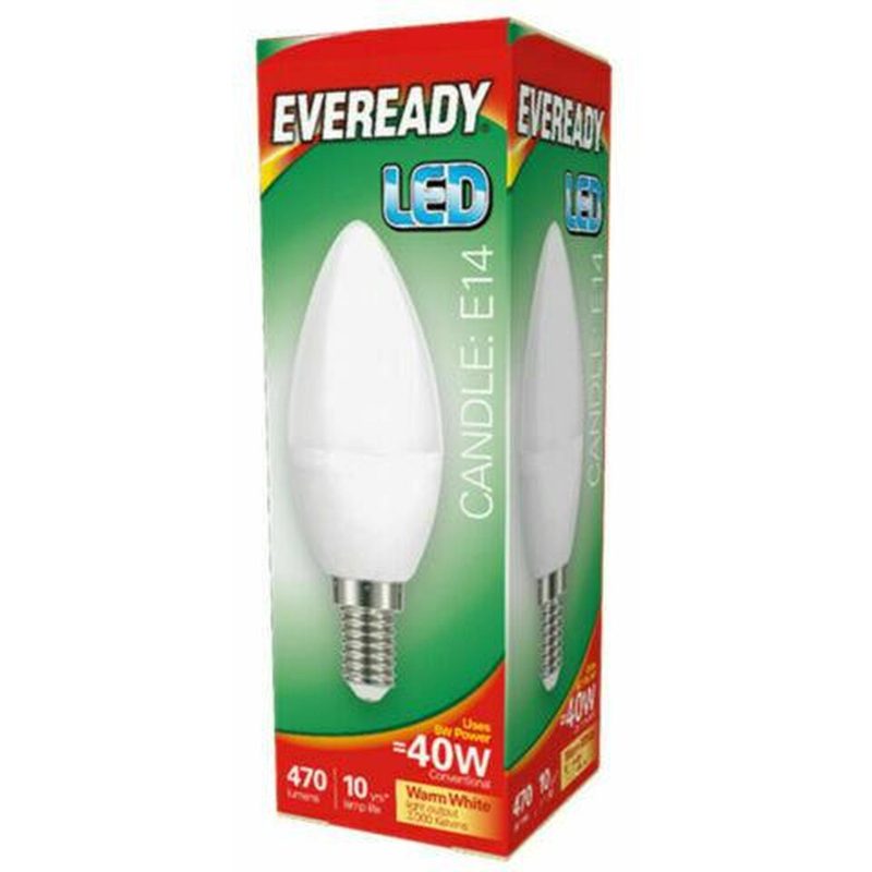 Eveready LED Light Bulb |CANDLE: E14| |40W| |Warm White| 5 Pack Main image