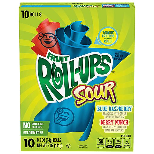 Fruit Roll-up Sour Variety Pack Blue Raspberry Berry Punch 14g 10 Pack