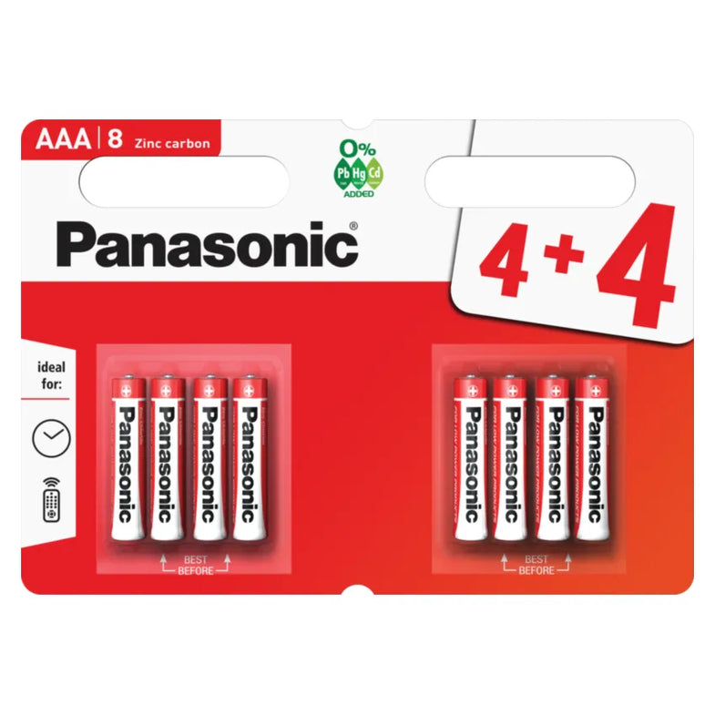 PANASONIC AAA ZINC RED - 4+4 PACK (20)