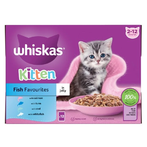 WHISKAS 2-12 MONTHS FISH FAVOURITES IN JELLY 85G Main image