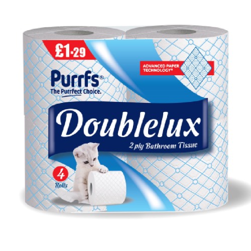 DOUBLELUX 2 PLY WHITE TOILET TISSUE 4ROLL Main image