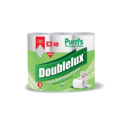 DOUBLELUX 2 PLY WHITE TOILET TISSUE 9ROLL Main image