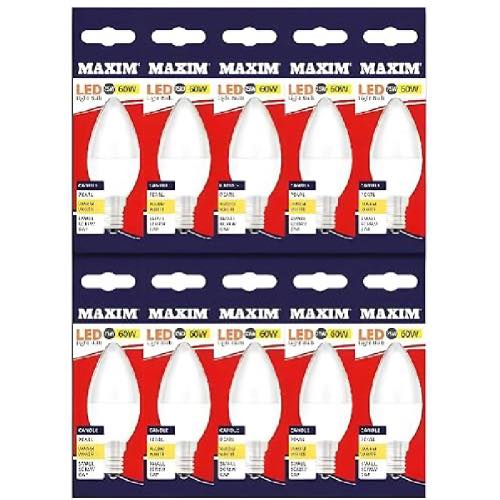 MAXIM LED 60W CANDLE BC BULBS WARM WHITE 10s Main image