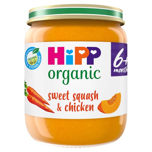 HIPP ORGANIC SWEET SQUASH & CHICK BABY JAR 6 MONTH 125g