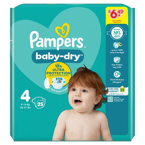 PAMPERS BABY DRY TAPED SIZE 4 £6.49 25s Main image