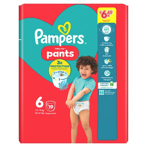 PAMPERS BABY DRY PANTS SIZE 6 19s Main image
