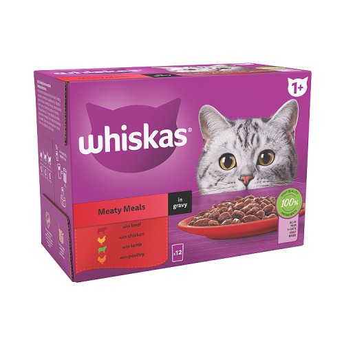 WHISKAS 1 MEATY MEALS IN GRAVY 12 PACK 85g Main image