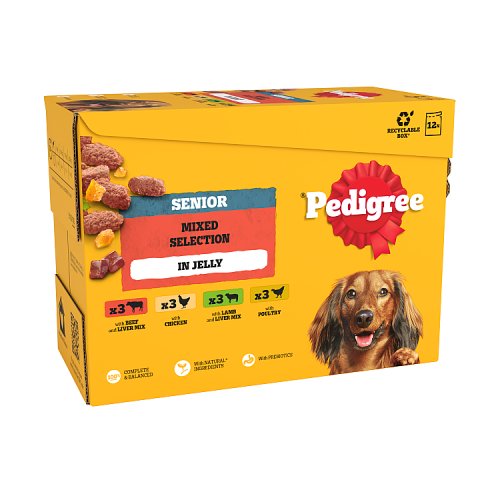 PEDIGREE SENIOR POUCHES MIX IN JELLY [12PACK] 100G Main image