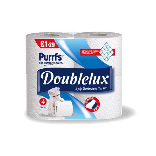 DOUBLELUX 2 PLY BLUE TOILET TISSUE 4ROLL