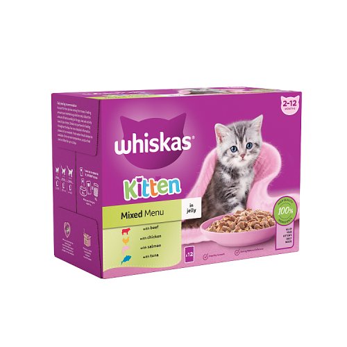 WHISKAS 2-12 KITTEN MIXED MENU IN JELLY 12x85G Main image