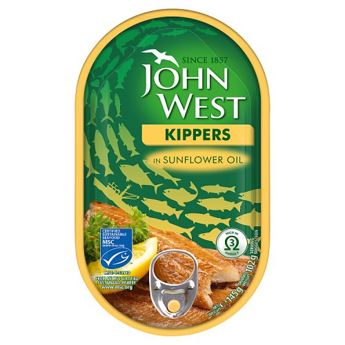 JOHN WEST KIPPER FILLETS IN SUNFLOWER OIL 145G Main image