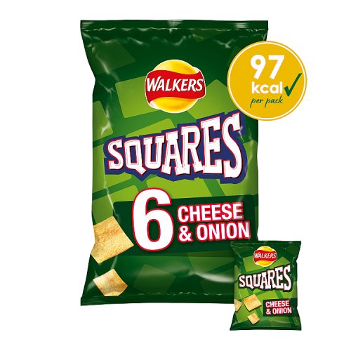 WALKERS SQUARES CHEESE & ONION [6 PACK] 22g