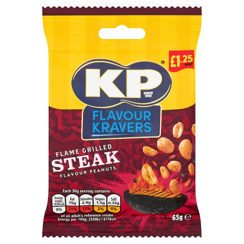 KP KRAVERS FLAME GRILLED STEAK PEANUTS £1.25 65g