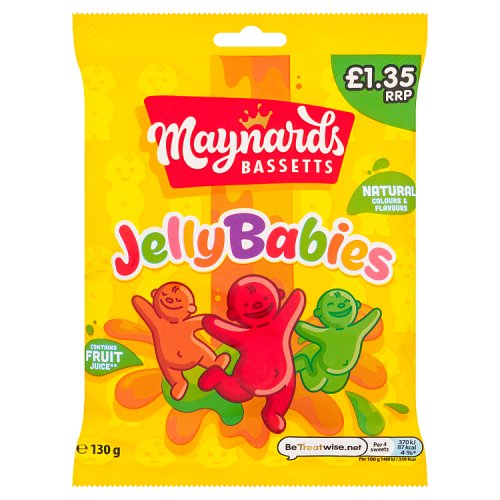 MAYNARDS BASSETTS JELLY BABIES SWEETS BAG £1.35 PM 165g Main image