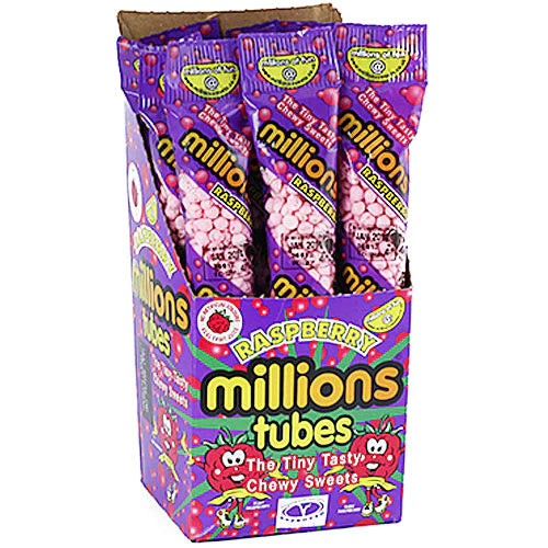 Millions Tubes Raspberry The Tiny Tasty Chewy Sweets 55g 12 Pack