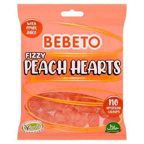 BEBETO FIZZY PEACH HEARTS £1 150g