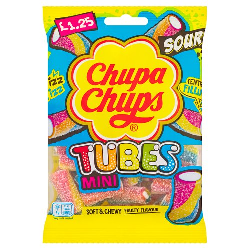CHUPA CHUPS MINI TUBES SOUR VEGAN BAG £1.25 120g