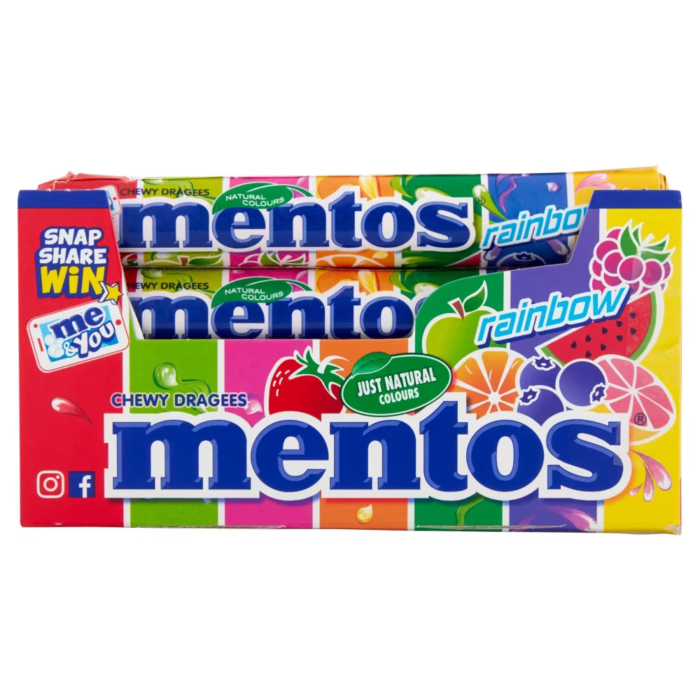 Mentos Rainbow Flavoured Chewy Candy 37.5g Pack of 40