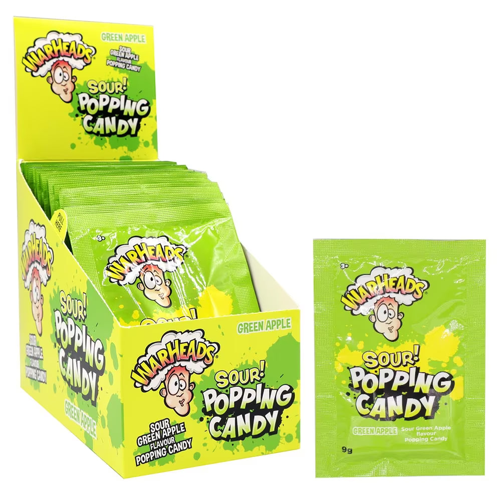 Warheads Sour Popping Candy Green Apple Pouch 9g