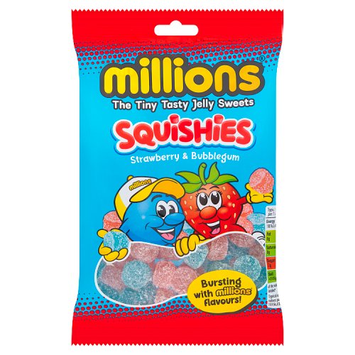 MILLIONS SQUISHIES STRAWBERRY & BUBBLEGUM 130g Main image
