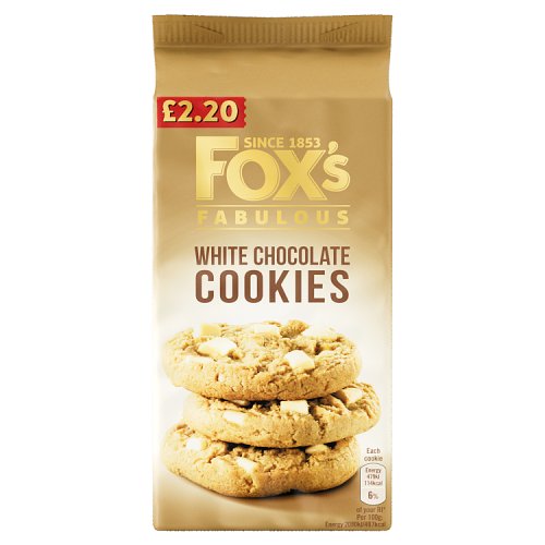 FOXS FAB WHITE CHOC COOKIES 180g