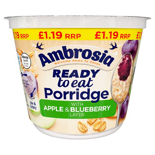 AMBROSIA RTE PORRIDGE APPLE & BLUEBERRY £1.19 210g Main image