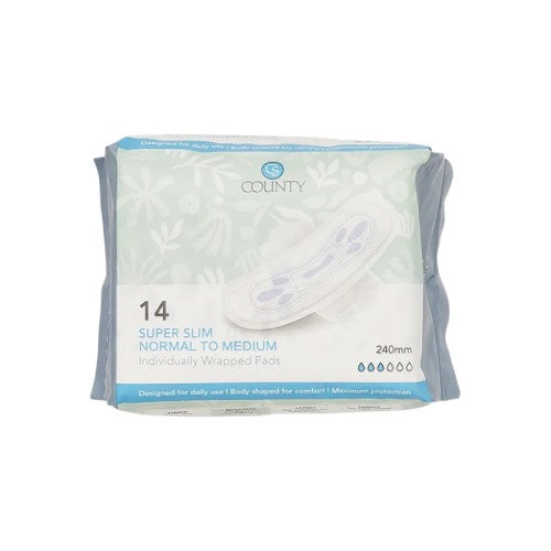 COUNTY SALES SUPER SLIM PADS NORMAL TO MEDIUM FLOW 14s Main image