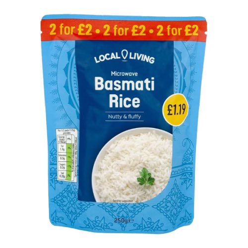 LOCAL LIVING BASMATI MICROWAVEABLE RICE £1.19 250g Main image