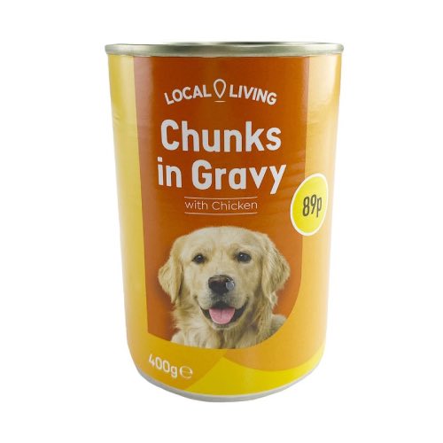 LOCAL LIVING CHICKEN CHUNKS GRAVY DOG FOOD 89P 400g