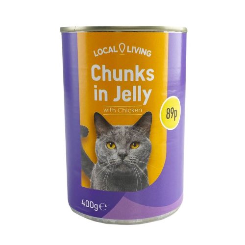 LOCAL LIVING CHICKEN CHUNKS JELLY CAT FOOD 89P 400g Main image