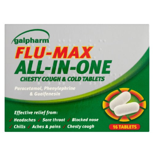 GALPHARM FLU MAX CHESTY COLD TABLETS 16s