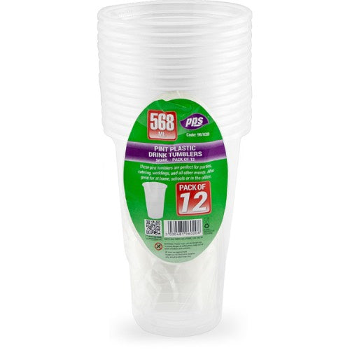 PPS PARTY PLASTIC DRINK TUMBLERS 1 PINT 12s