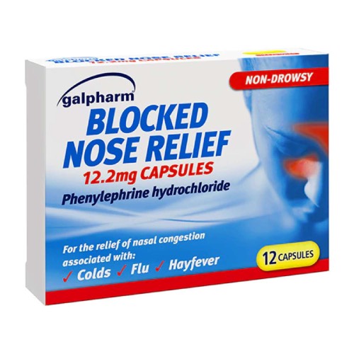 GALPHARM BLOCKED NOSE RELIEF CAPSULES 12s