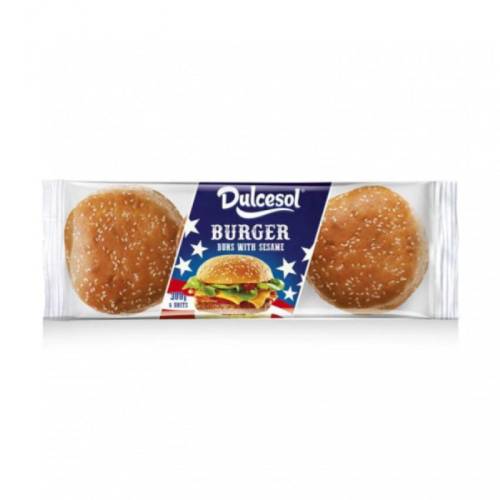 DULCESOL 6 SESAME SEEDED BURGER BUNS 300G Main image