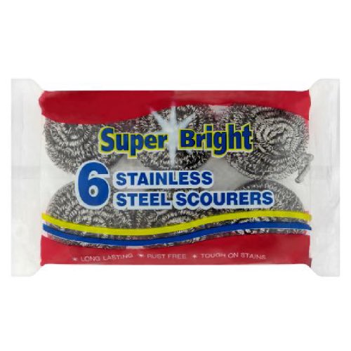 SUPER BRIGHT STAINLESS STEEL SCOURERS 6s Main image