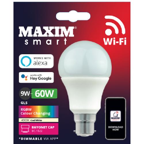 MAXIM LED GLS ES 9W SMART TEMP CHANGING 1s