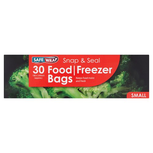 SAFEWRAP 30 SMALL FOOD & FREEZER BAG SNAP SEAL 30s
