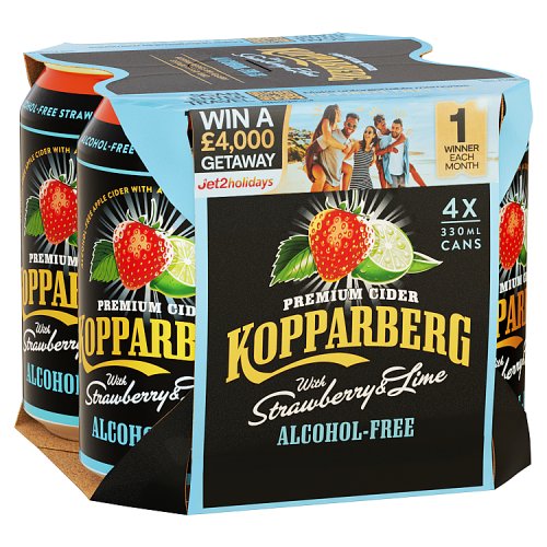 KOPPARBERG NON ALCOHOLIC STAW & LIME 4PACK 4x330m Main image