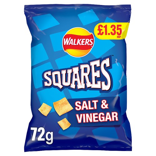WALKERS SQUARES SALT & VINEGAR £1.35 72g