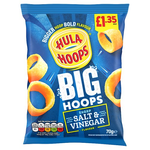HULA BIG HOOPS SALT & VINEGAR £1.35 70g Main image
