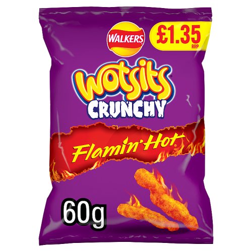 WALKERS WOTSITS CRUNCHY EXTRA FLAMIN HOT £1.35 60g Main image