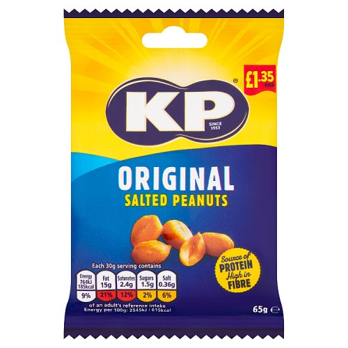 KP ORIGNAL SALTED PEANUTS £1.35 65g Main image